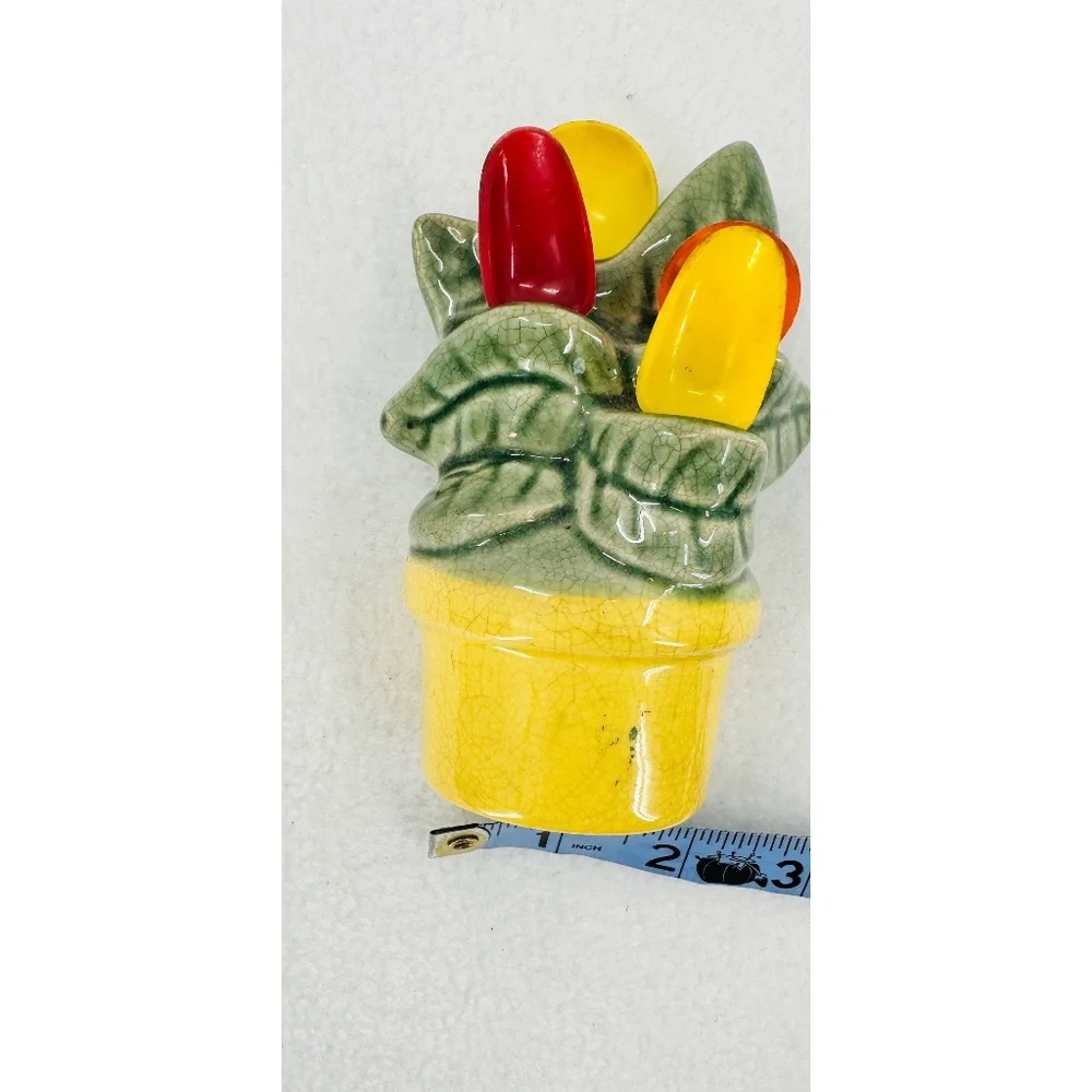 Ceramic Vintage 70's Measuring Spoon Flower Holder Can be hung‎ on wall